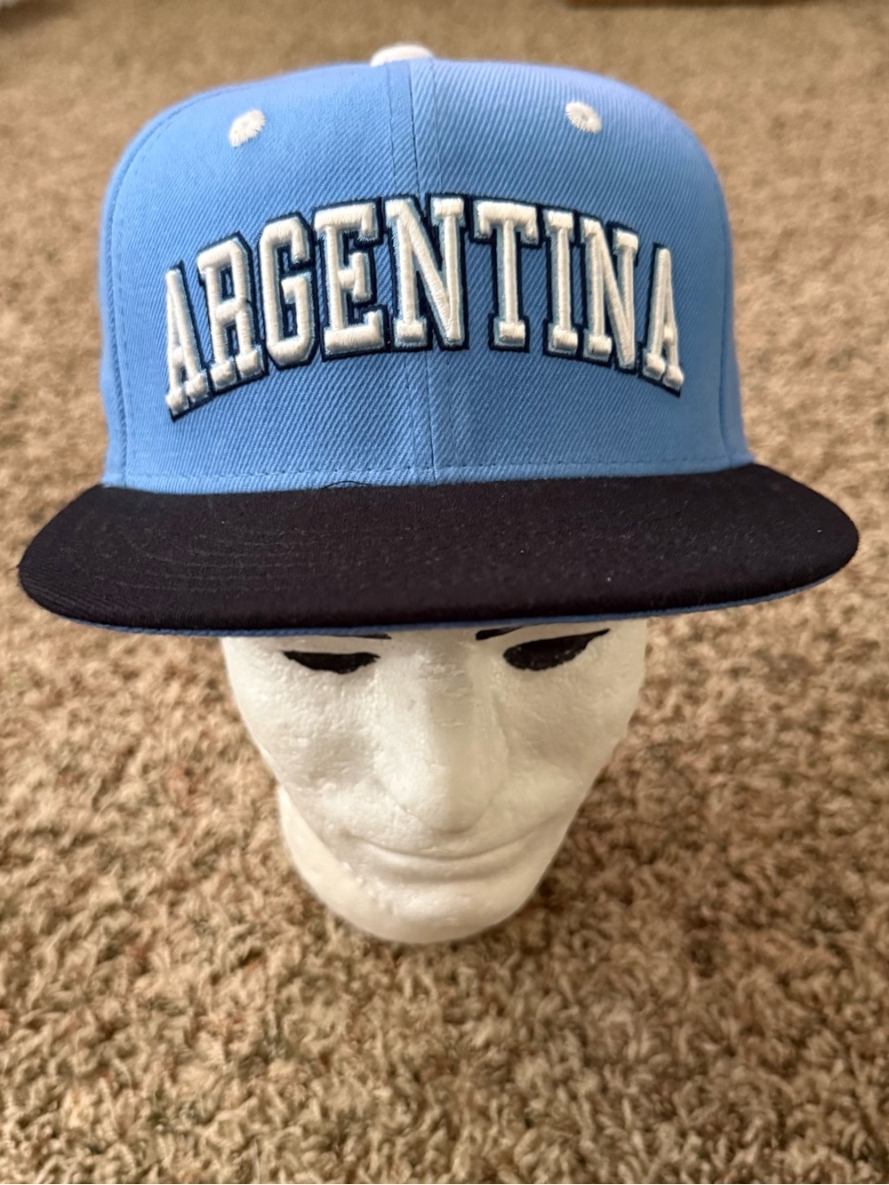 Argentina Embroidered Light Blue and Black Snapback Hat